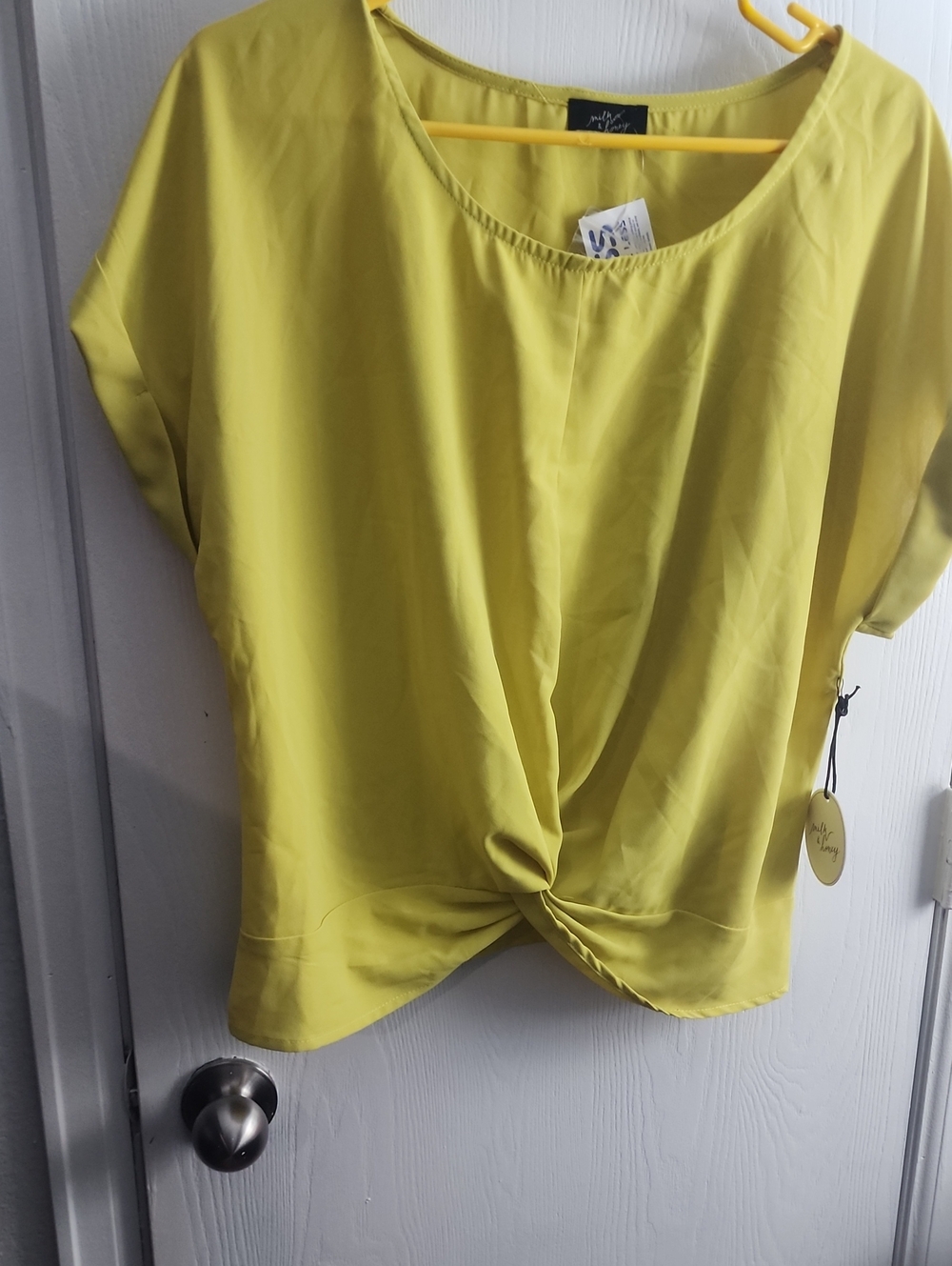 Twist-Front Women’s Top in Chartreuse Yellow